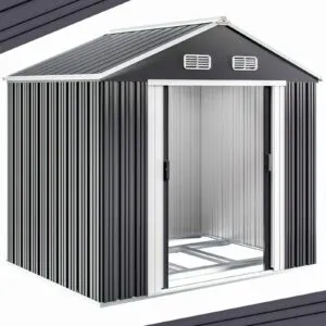 Abri de jardin métallique gris 257x205x177 cm