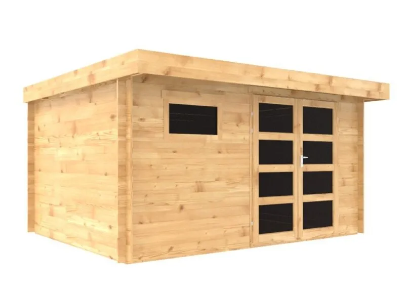 Abri de jardin en bois 28 mm, 13 m² avec toit plat – Image 3