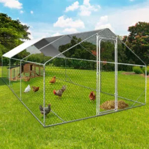 Poulailler 18 m² avec parc grillagé 6x3 m en acier galvanisé