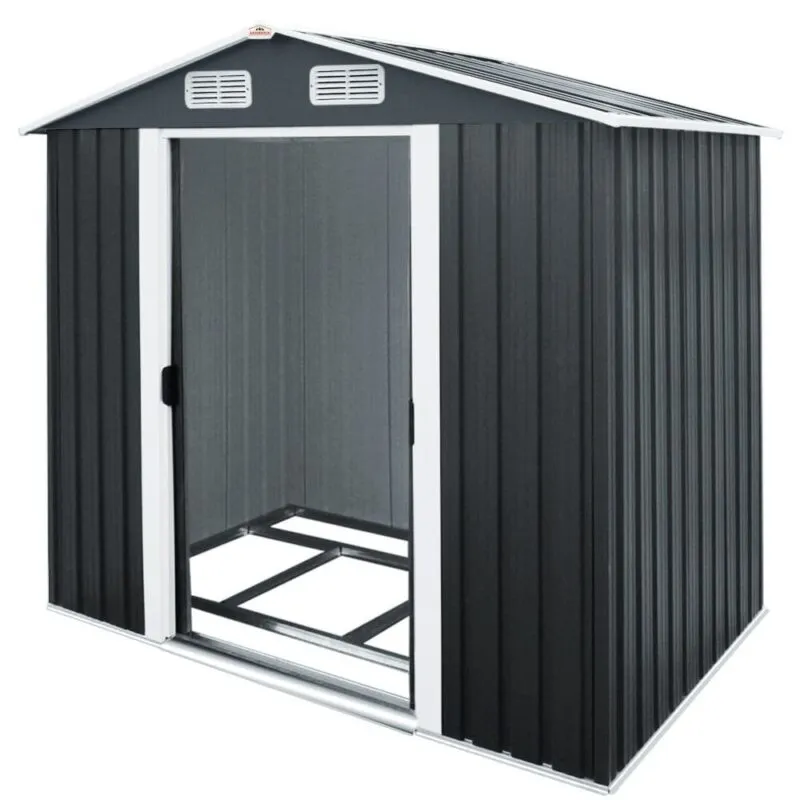 Abri de jardin métallique gris 257x205x177 cm – Image 4