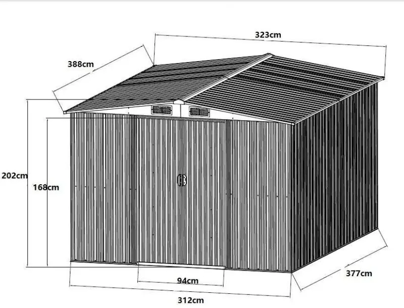 Abri de jardin gris en acier galvanisé 12,5 m² – Tarif direct usine – Image 6