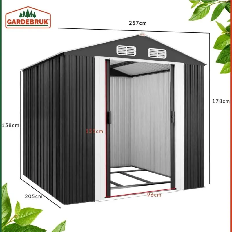 Abri de jardin métallique gris 257x205x177 cm – Image 5