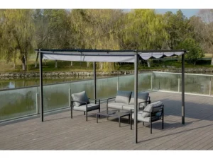Pergola métallique 3x4 m à toit rétractable – Gris anthracite