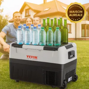 45 L Glacière Électrique Portable - VEVOR - Réfrigérateur de Voiture Double Zone - 0,6 kW.h -20 °C à 10 °C Réglable