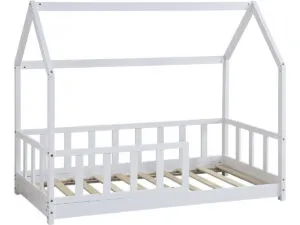 Lit cabane en bois "Charlotte"  - Blanc - 80 x 160 cm