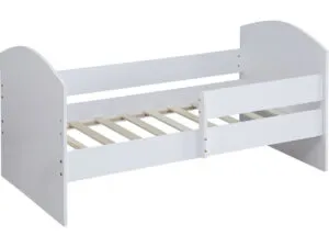 Lit enfant avec barrière "Victoria" - Bois - Blanc - 80 x 160 cm
