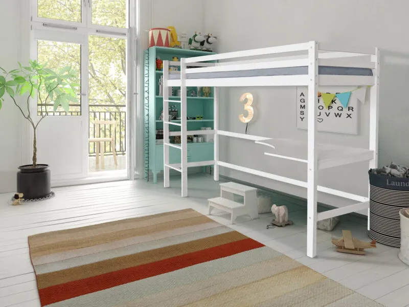 Lit Enfant Mezzanine avec Bureau "Angéla" 90 x 190 cm - Blanc – Image 2