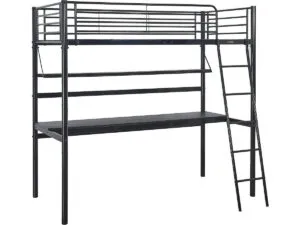 Lit mezzanine avec bureau "Alona" - 90 x 190 cm - Noir